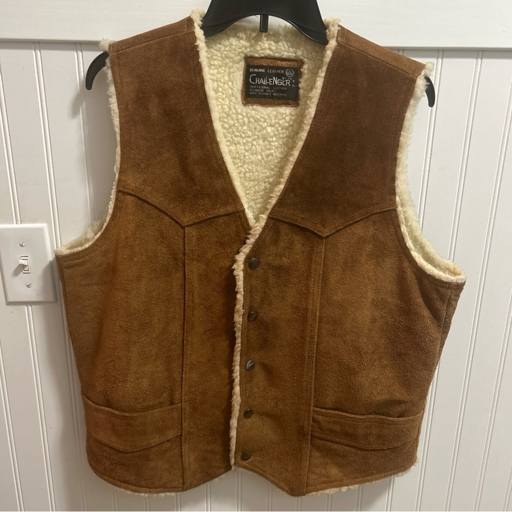 Vintage Challenger Lesther Vest Sherpa Lined men’s large 42/44 made in Korea